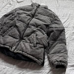 NEW LNDN London Denim acid wash puffer jacket oversized organic cotton classic